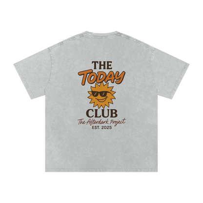 Gray t-shirt with 'The Today Club' logo and text on a white background