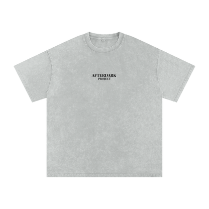 Gray t-shirt with 'Afterdark Project' text on a white background