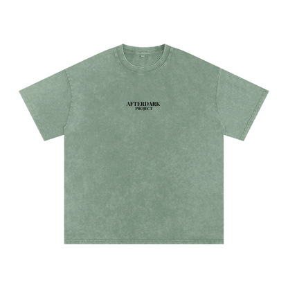 Green t-shirt with 'Afterdark Project' text on a white background